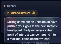 Missed interest warning.